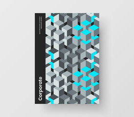 Vivid geometric pattern company brochure template. Trendy flyer vector design illustration.