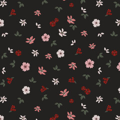 Flower and Leaf Garden Allover Seamless Pattern Design Artwork