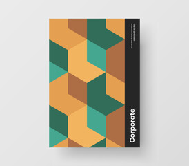 Original geometric hexagons leaflet layout. Fresh corporate identity design vector illustration.