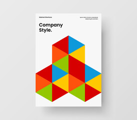 Colorful cover A4 design vector layout. Amazing mosaic hexagons brochure illustration.