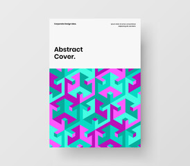 Modern mosaic shapes corporate brochure illustration. Colorful book cover vector design concept.