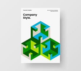 Clean booklet A4 design vector template. Modern geometric tiles book cover layout.