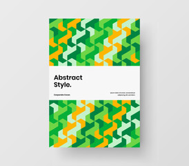 Unique presentation vector design concept. Vivid mosaic shapes booklet layout.