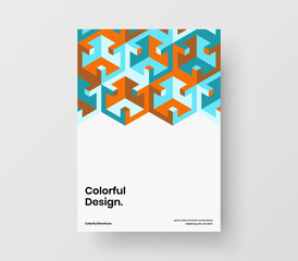 Minimalistic company identity A4 vector design layout. Vivid mosaic hexagons leaflet template.