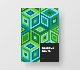 Original geometric tiles annual report layout. Creative book cover vector design illustration.