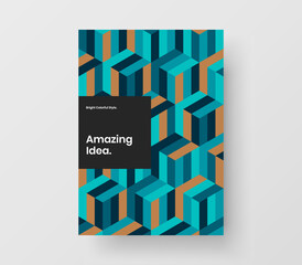 Bright corporate identity A4 design vector illustration. Abstract geometric hexagons poster template.