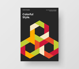Premium annual report A4 design vector template. Fresh geometric tiles magazine cover illustration.