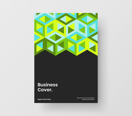 Trendy geometric tiles pamphlet illustration. Simple company cover vector design layout.
