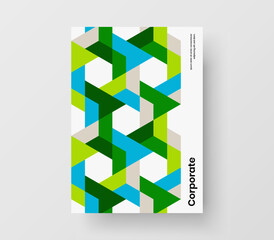 Unique handbill vector design template. Isolated mosaic hexagons booklet illustration.