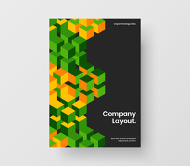 Trendy mosaic pattern company brochure concept. Abstract booklet vector design illustration.