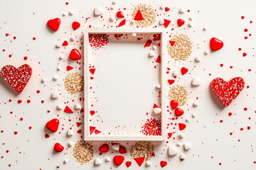 Beautiful frame for text and foto. Flatly. Copy the space. Greeting card for Valentine's Day.
