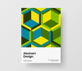 Isolated company brochure A4 vector design layout. Simple mosaic pattern journal cover concept.