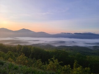 sunset in the mountains