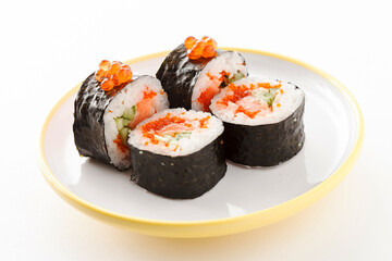 tasty sushi on the white background
