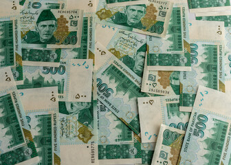 Pakistan 500 hundred bank notes money background