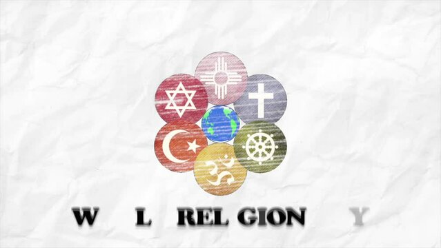 15 january world religion day video animation with text effect disortion motion blur