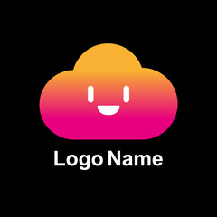 Logo vector branding. Illustration icon cloud cute and smile yellow