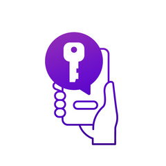 private key icon, smart phone in hand