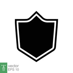 Shield icon. Simple flat style. Black silhouette shield with frame shape, safe, secure, security badge, safety concept. Vector design illustration isolated on white background. EPS 10.