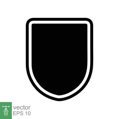 Shield icon. Simple flat style. Black silhouette shield with frame shape, safe, secure, security badge, safety concept. Vector design illustration isolated on white background. EPS 10.