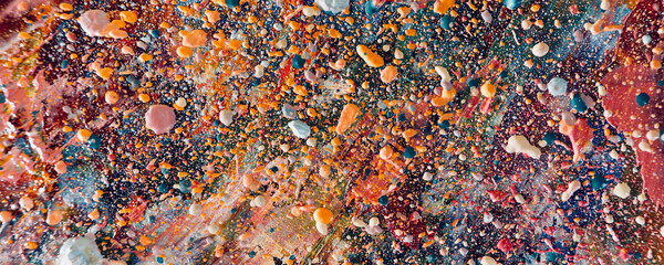 	
Color texture. Hand drawn oil painting on canvas. Abstract art background. Modern, contemporary art. Colorful canvas. Wall decor background	
