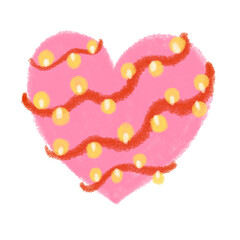cute pink heart surrounding with yellow buble light