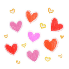 Colorful cute hearts on transparent background