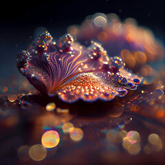 Fantasy Colorful World with Dew Drops. Generative ai