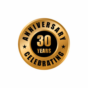 30 years anniversary celebration design template. 30 years anniversary vector stamp