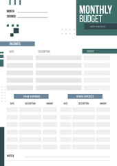 Vector planner pages templates. Daily, weekly, monthly, project, budget and meal planners.