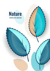 Abstract decorative leaves, modern cover design. Vector