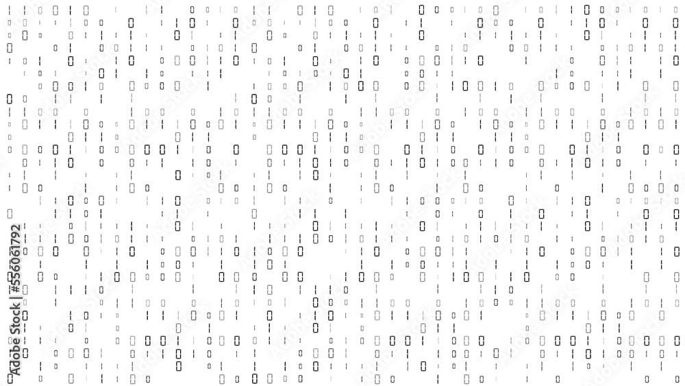Leinwandbilder Binary code. White number pattern. Computer data. Zero and one symbols. Digital matrix backdrop. Software encryption. Coding algorithm. Security technology. Vector texture background