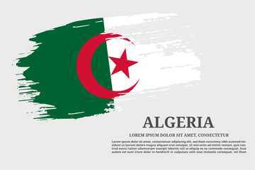 Algeria flag grunge brush and poster, vector