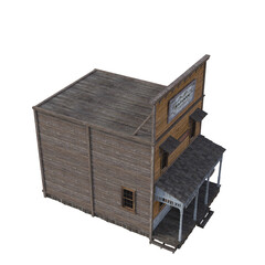 Western Houses Ensemble House Number 2. 3d Rendering-Illustration for Building Scene as Ovrlay, Clipart, Object. Photorealistic and high resolution 6000 x 6000px, 300dpi, PNG.