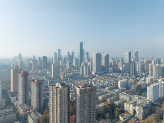 Aerial view of nanjing city in winter