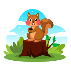 Obraz na płótnie Canvas Cute Squirrel Cartoon Animal Character