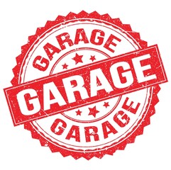 GARAGE text on red round stamp sign