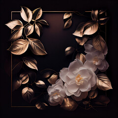 Flatly with White Flowers and Gold Elements. generative ai
