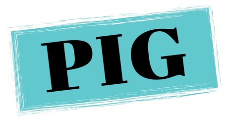 PIG text written on blue-black stamp sign.