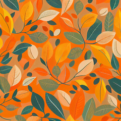 Fototapeta premium Orange and Black Simple Leafy Design. Generative ai