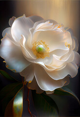 Beautiful Delicate Camellia Flower with Inner Glow. Generative ai