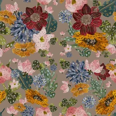 Foto op Plexiglas anti-reflex Flowers ornate cute seamless pattern a watercolor  © Yana