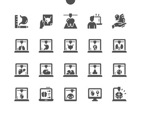 3D print human organ. Medicine and health. Modeling and printing. Vector Solid Icons. Simple Pictogram