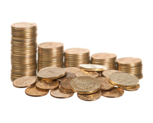 Coins on white