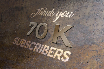 70 K  subscribers celebration greeting banner with Metal Design