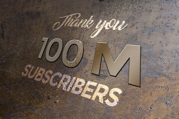 100 Million subscribers celebration greeting banner with Metal Design