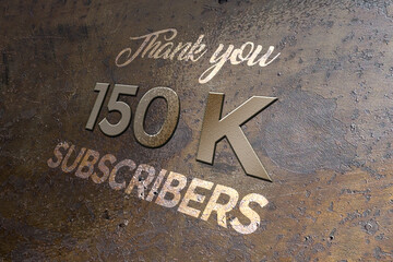 150 K subscribers celebration greeting banner with Metal Design