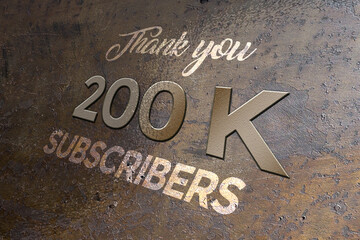 200 K subscribers celebration greeting banner with Metal Design