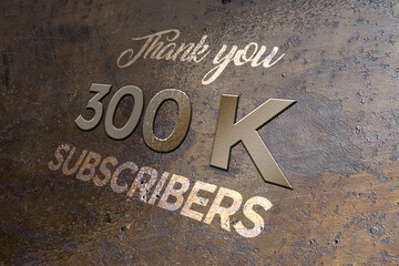 300 K  subscribers celebration greeting banner with Metal Design