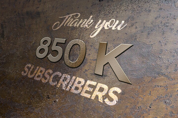 850 K  subscribers celebration greeting banner with Metal Design